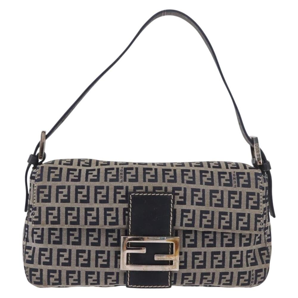 Fendi Zucchino Mamma Baguette Shoulder Bag Blue